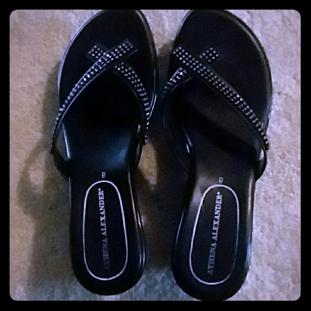 Womens Black Small Heeled Open TOED Sandals